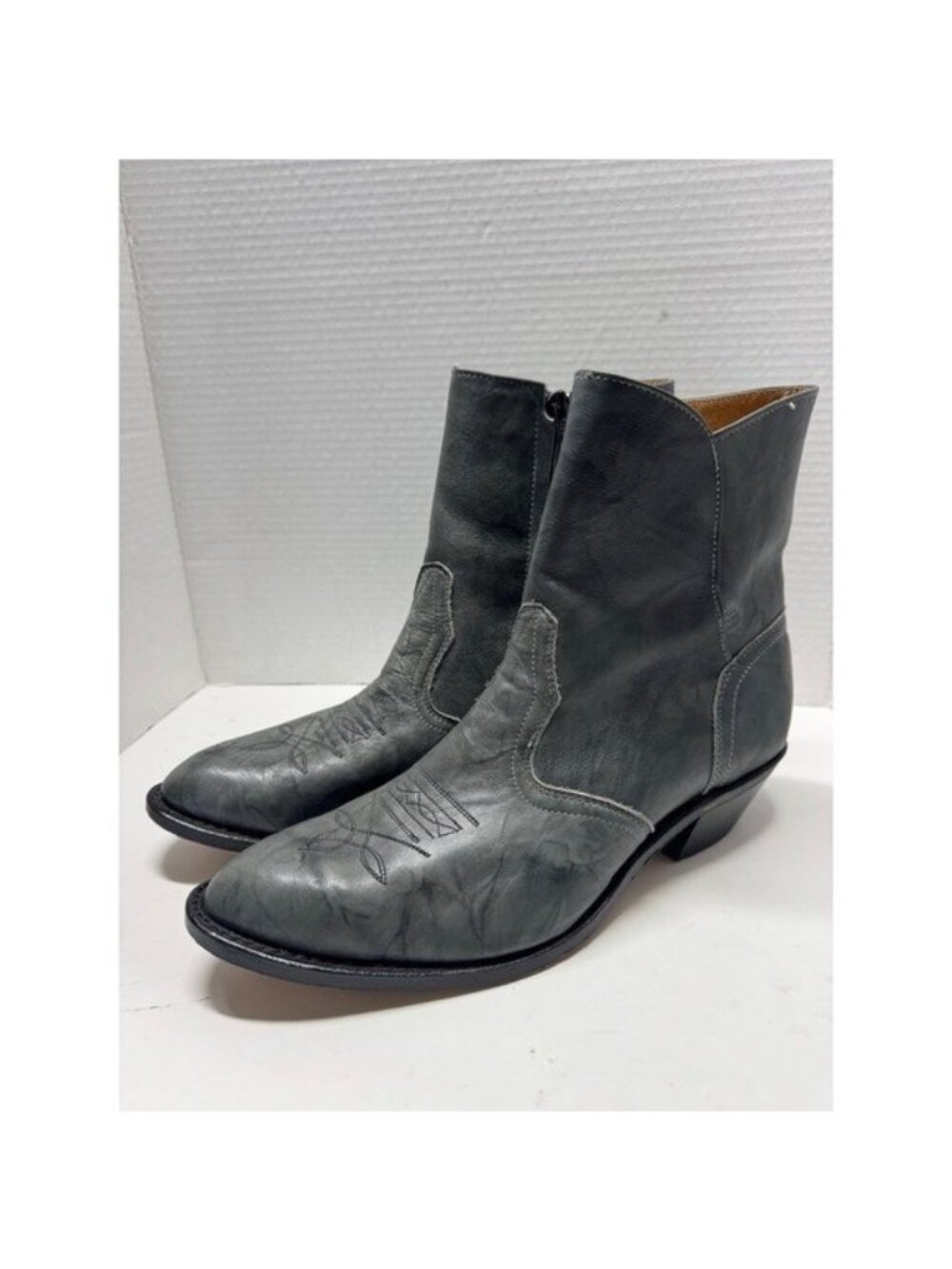 Silver Rebel Mens Grey Leather Western Ankle Boots Made in Canada 9.5 3E E564514